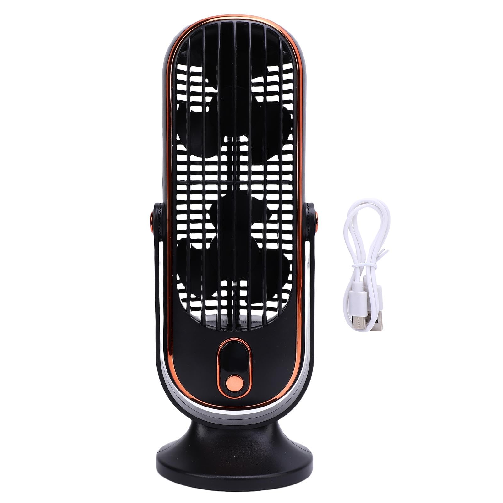 Wentylator biurkowy USB – Mini przenośny wentylator z 5 prędkościami, cichy do biura, domu, zasilany akumulatorami, czarny