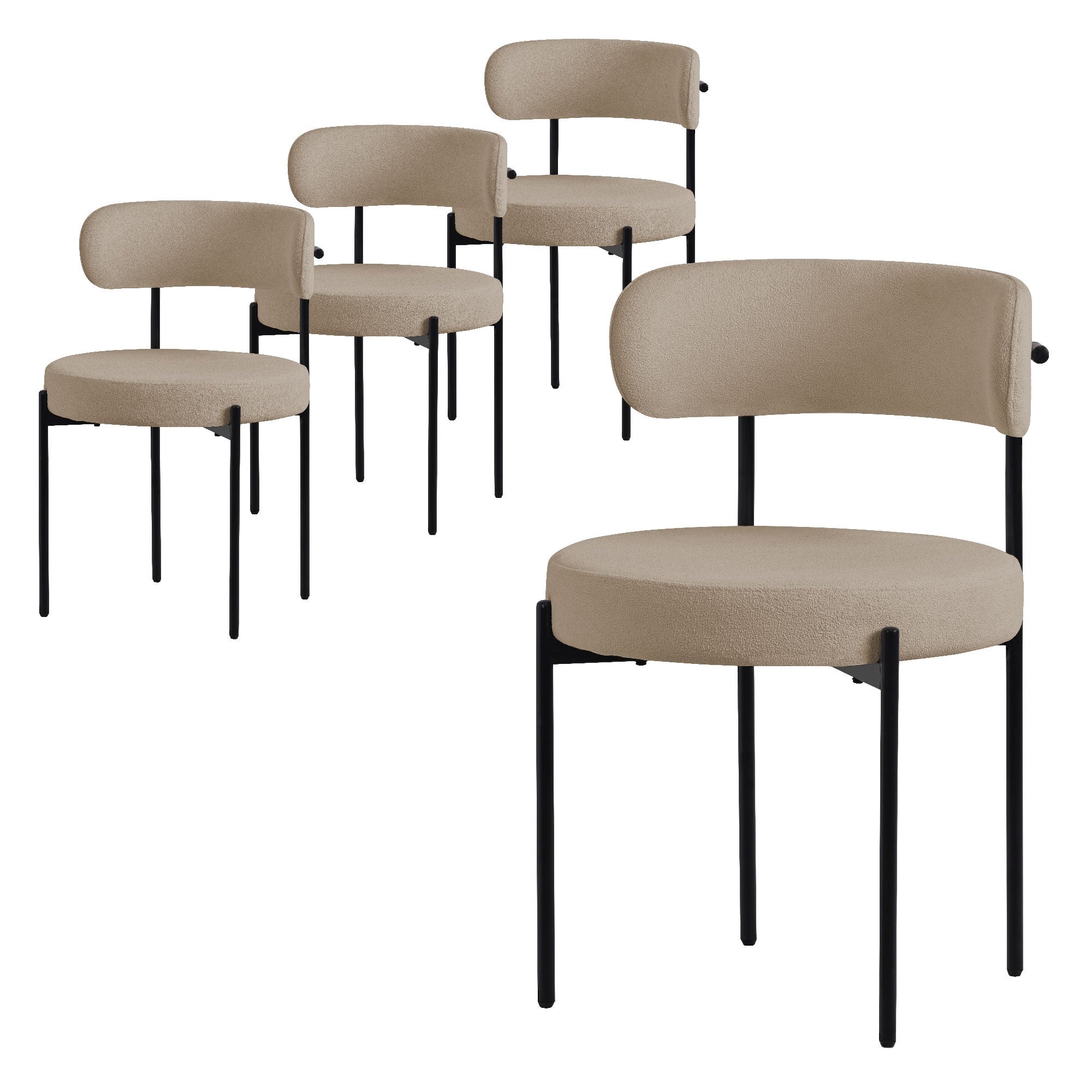 Zestaw 4 krzeseł do jadalni do salonu kuchenne oparcie tkanina brązowy