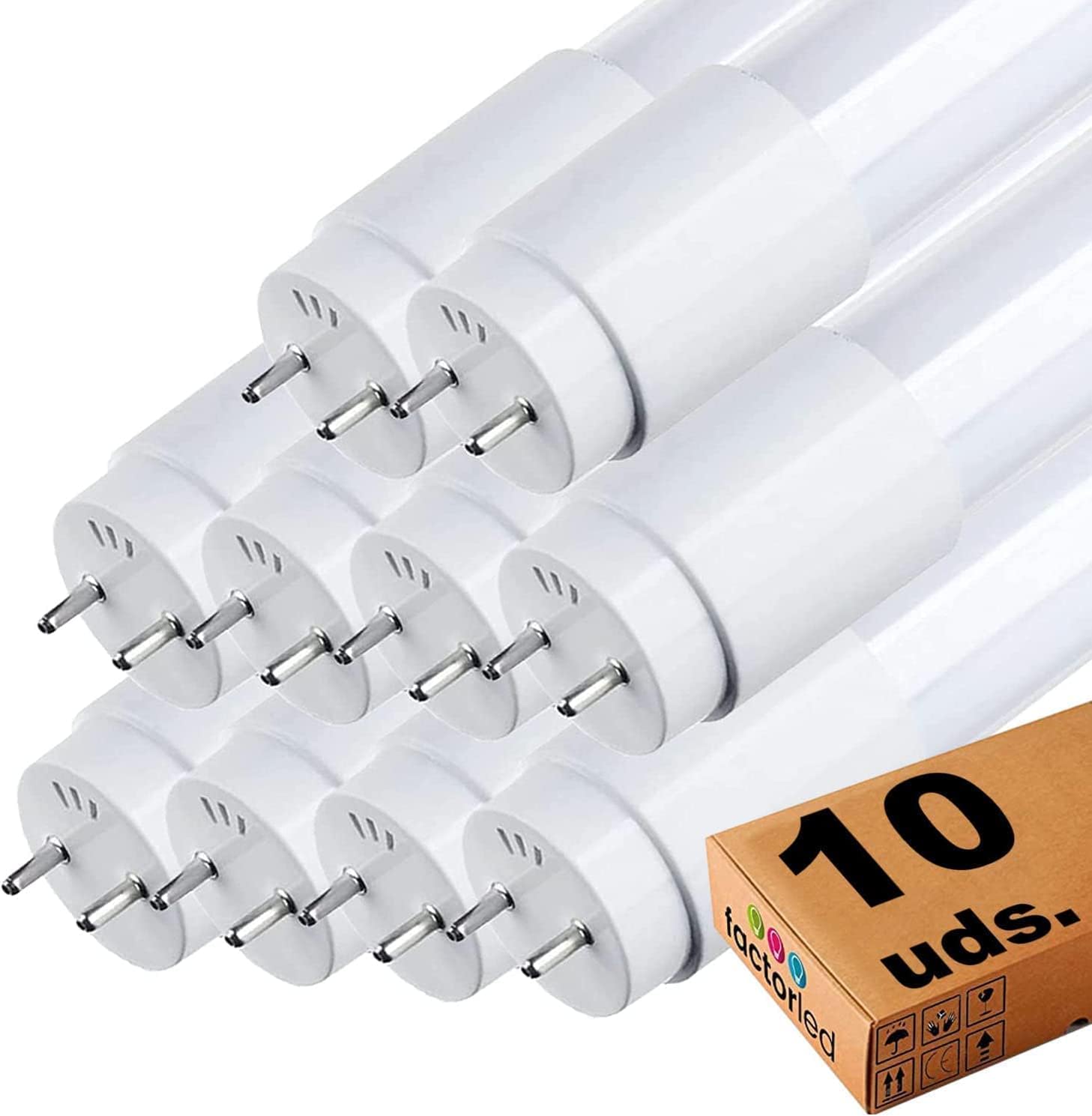 Test Tube Leds Pack x10 Tube LED 120cm Verre 20W, Standard T8, 170 Lm/W, 3400Lm, NO ...