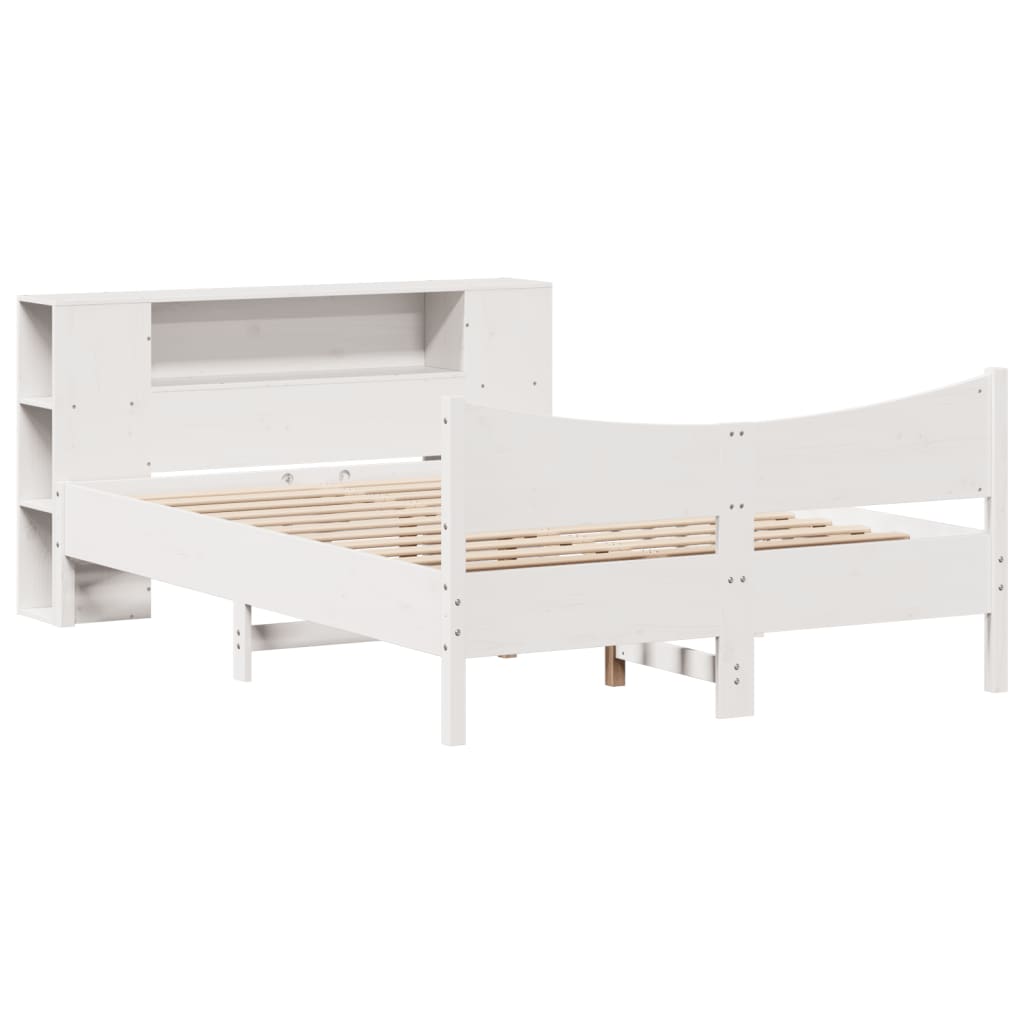 Cama casal | Cama de adulto | Cama sem colchão 140x200 cm madeira de pinho maciça branco CFW737197 - 3