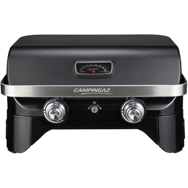 Barbacoa de gas portátil de sobremesa con 2 quemadores de 5 kW de acero
