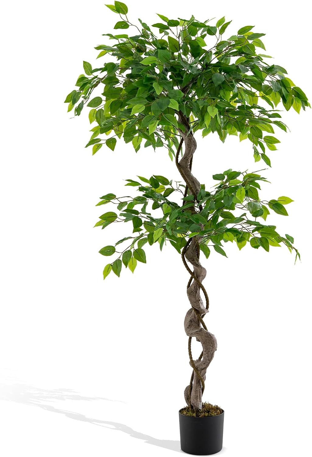 WINSOON Fico Artificiale Con Foglie Di Falso Violino – Pianta Finta Ficus Lyrata, 1,5 M, 62 Foglie, Per Interni/Esterni