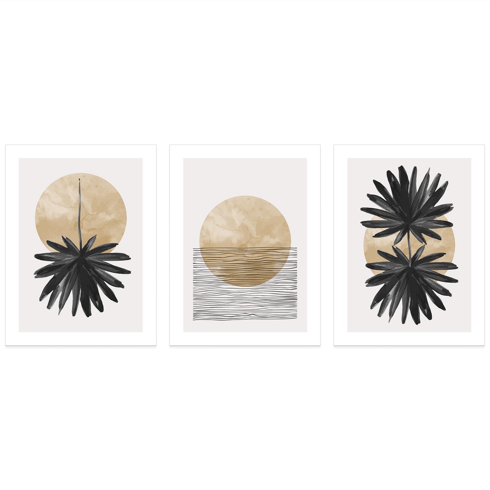 Lot de 3 Affiches / Posters Triptyque - Brune soleil 3617689996219 - Bordure Noire et Blanche - 3 Affiches - 21x29,7 cm (Cadres non fournis) - 3