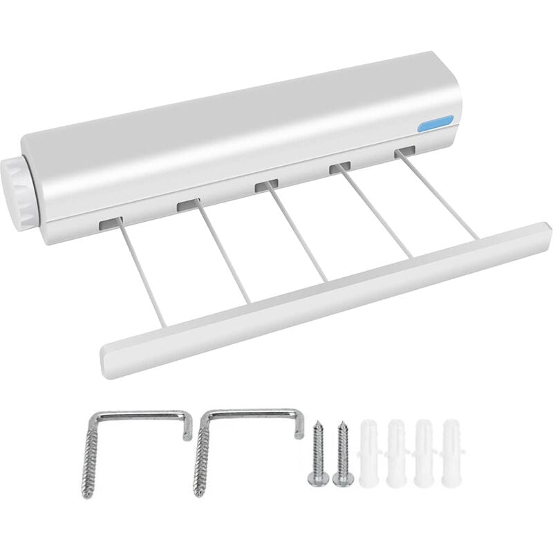 Rozsuwana suszarka do ubrań - Kompaktowa i przenośna, do montażu na ścianie - Do użytku wewnątrz i na zewnątrz, w salonie lub na patio - 3,75 m (5 pr