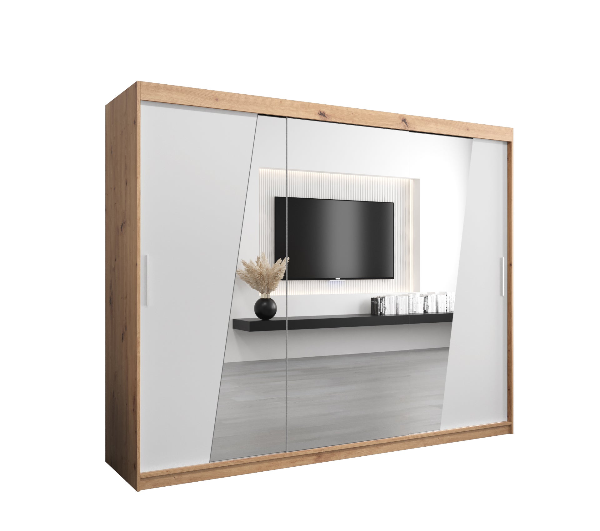 Szafa przesuwna garderoba RHOMB 250 x 62 x 200 cm Artisan + Biały - Abiks Meble