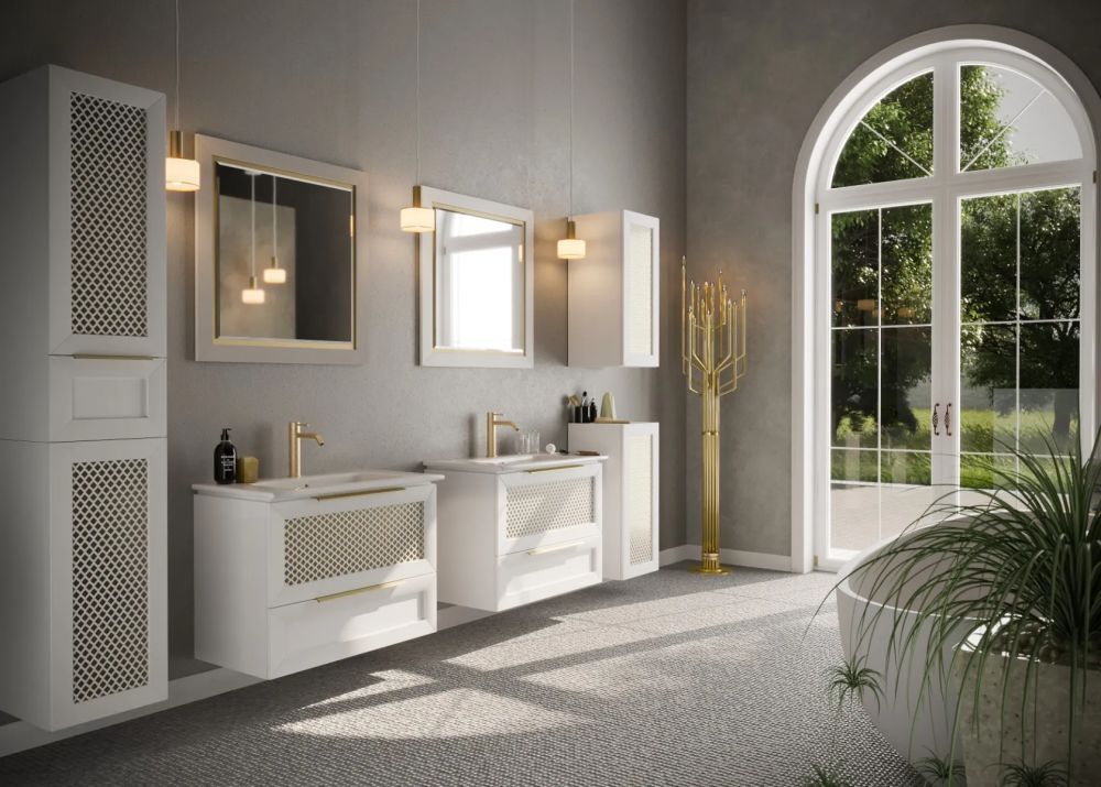 Lustro łazienkowe CHIC 100x80 cm białe półmat/złote - 2