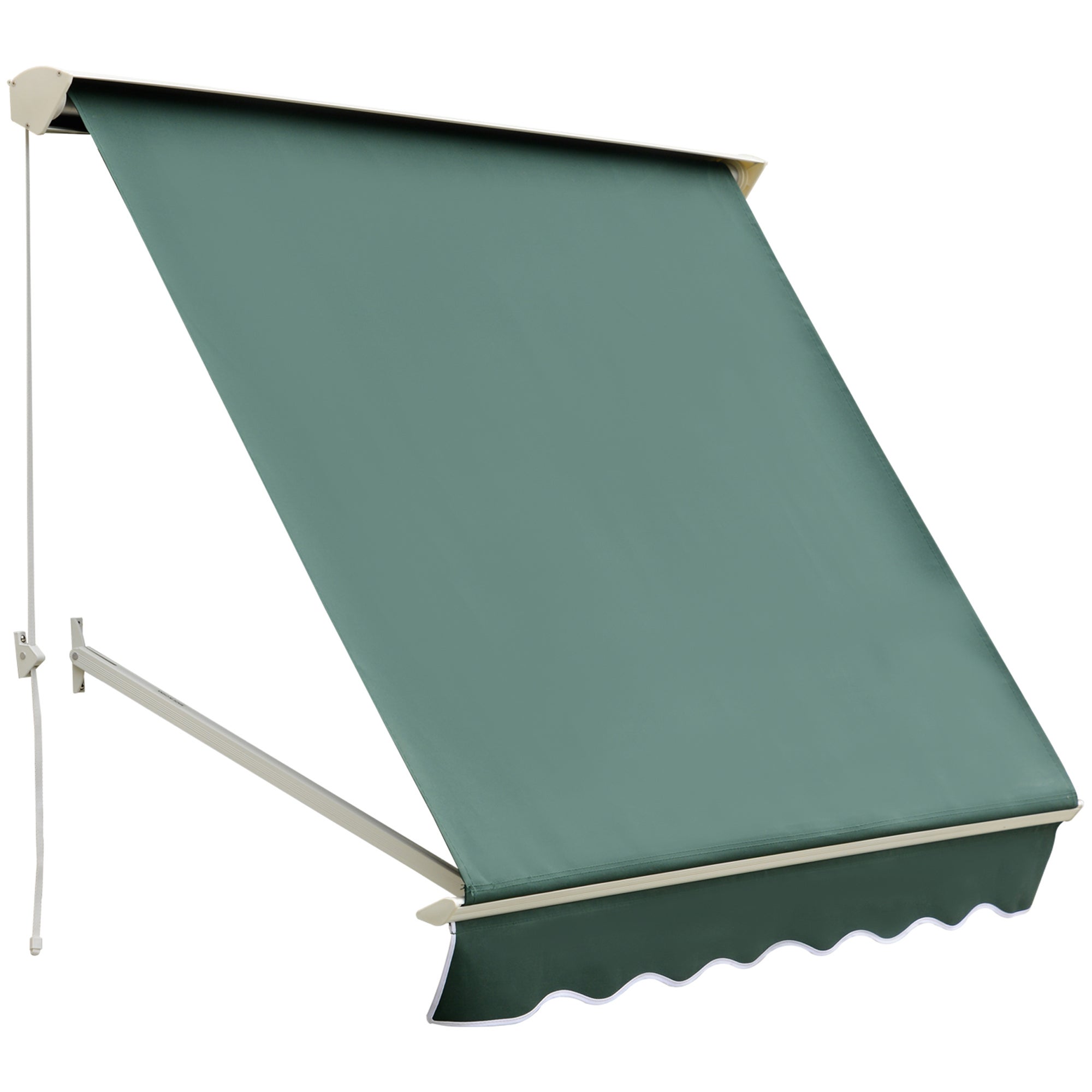 Toldo de ventana outsunny verde 180x70 cm aluminio y tela de poliester