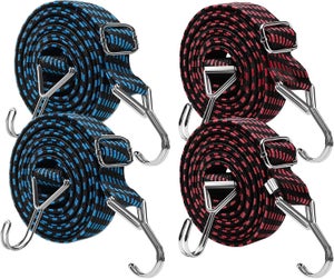 Lot De 4 Sangles D'arrimage élastiques Pour Vélo – Réglables 70-123 Cm, Crochets Anti-rayures, Nylon Résistant