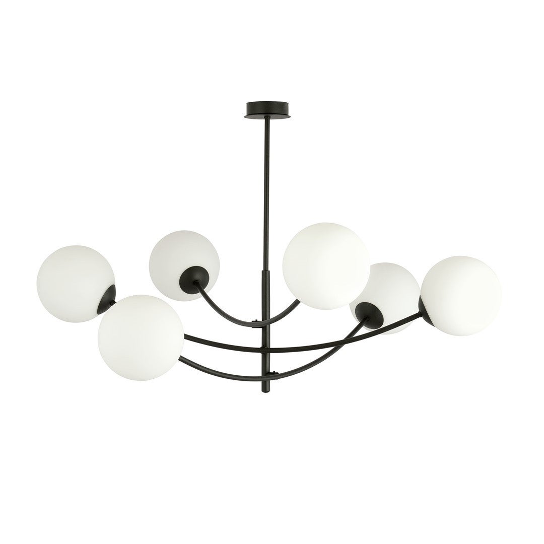 Lampa wisząca Hunter czarno-biała 6xE14x10W wym: 63 x 89 cm szkło Emibig