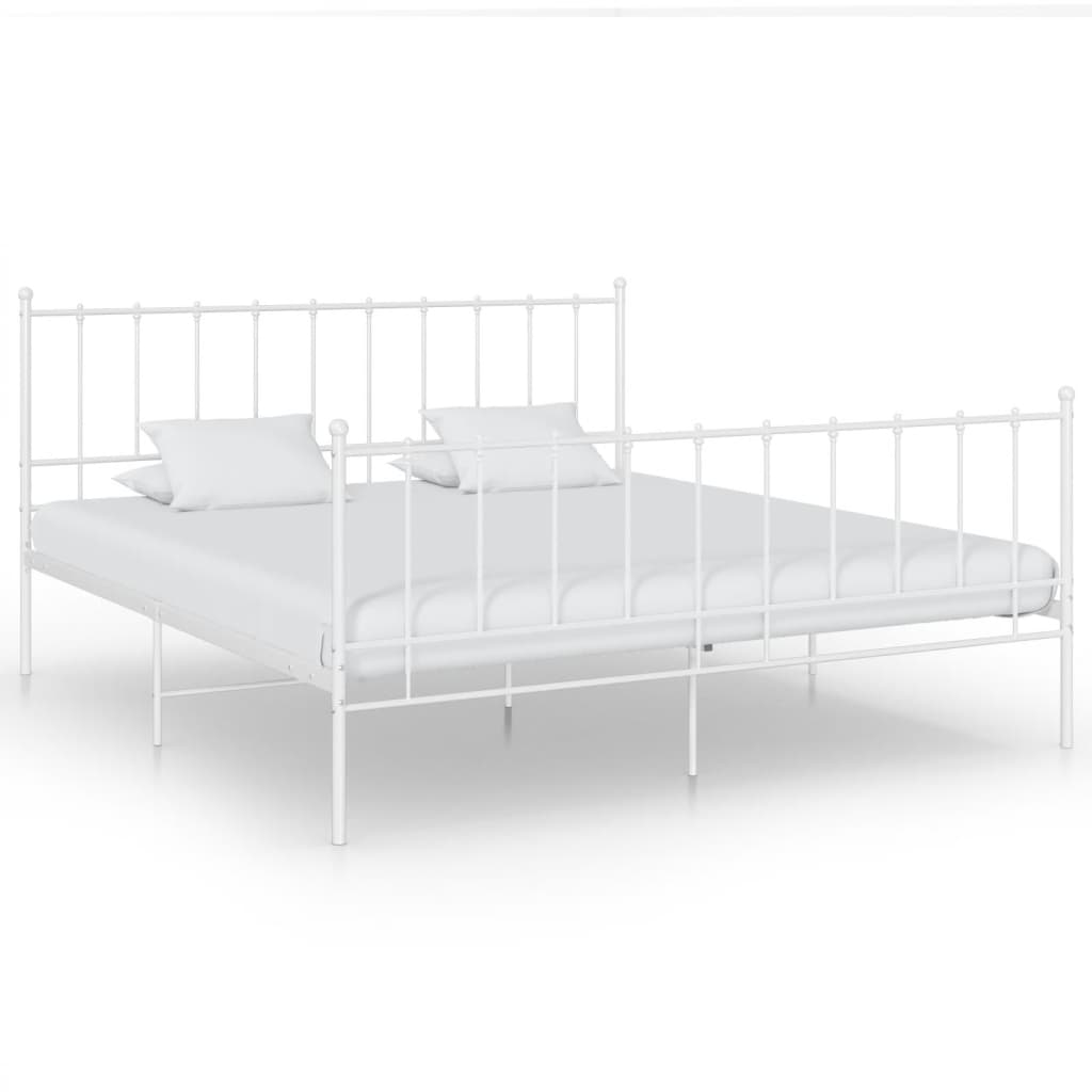 Cadre De Lit à Baldaquin En Métal Blanc 140x200 Cm - Sans Matelas | Style Industriel/Élégant - 4