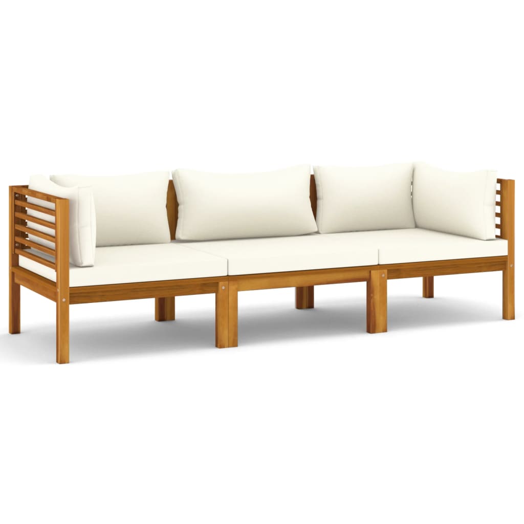 Salon bas de jardin en bois Beige 3 personnes - 2
