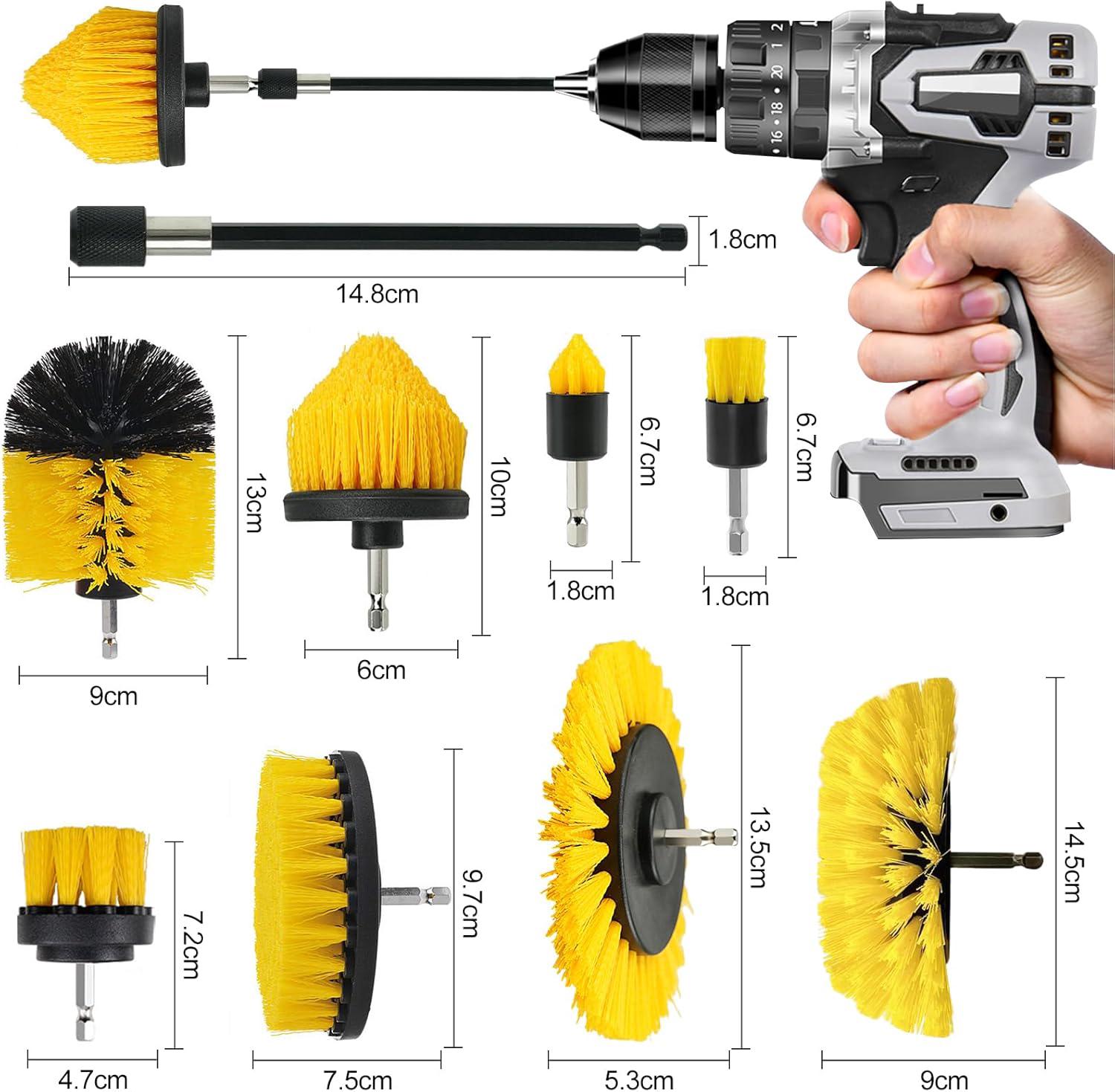 Kit Pulizia Trapano - 3 Spazzole Rotanti Per Piastrelle, Fughe E