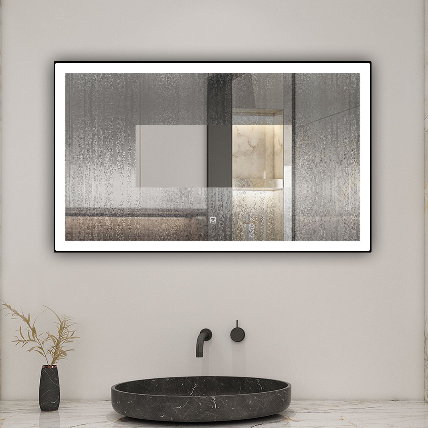 AICA Miroir lumineux 70x50cm 3 couleurs + dimmable + anti-buée + mémoire, miroir salle de bain LED - 4