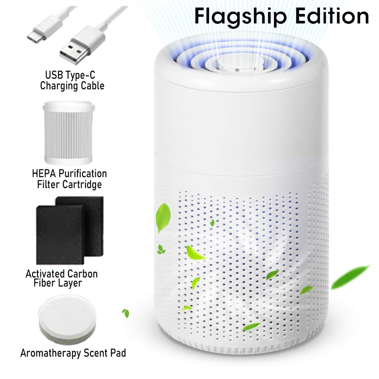 Purificateur d'Air Ionique Portable avec Filtre HEPA à Charbon Actif avec Indicateur de