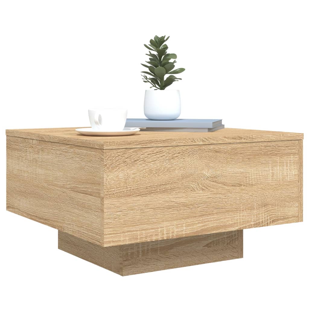 Mesa de centro con luces LED roble Sonoma 55x55x31 cm - 6