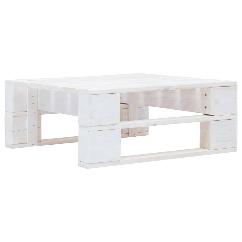 Otomana de jardín | reposapiés de jardín | taburete de jardín de palets madera de pino impregnada blanca cfw87337