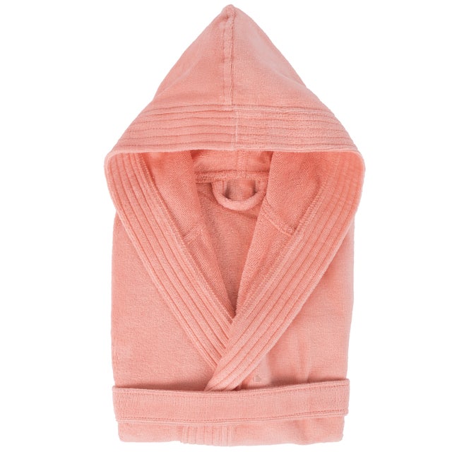 Peignoir à capuche enfant COOL coton 10 ANS velours orange Corail
