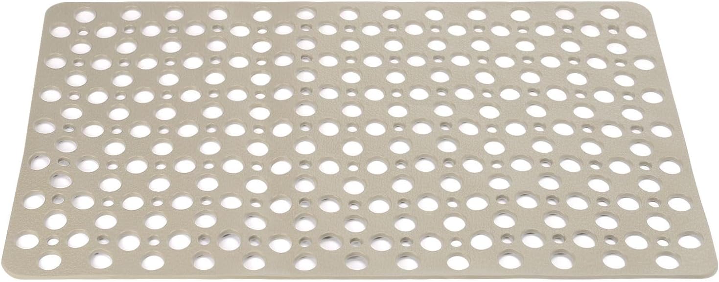 Mata łazienkowa antypoślizgowa, 88 cm x 40 cm, zmywalna, z tworzywa TPE, z przyssawką i otworami odpływowymi, kolor khaki