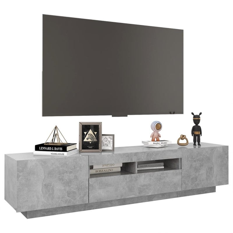 Meuble TV avec lumières LED Gris béton 180x35x40 cm - 6