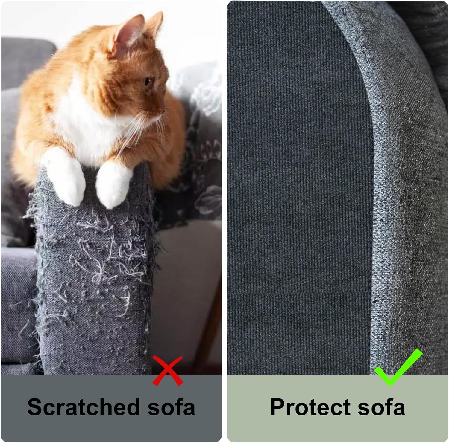Tapete adesivo e recortável para arranhar gatos, ideal para sofás, paredes, postes de arranhar e proteção de móveis (cinza escuro, 30 x 60 cm). - 2