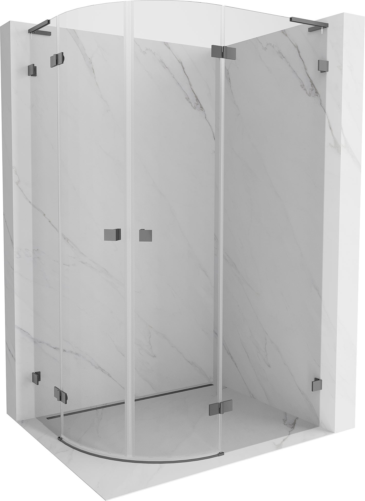 Mexen Lunar L kabina prysznicowa półokrągła uchylna prawa 100 x 90 cm, transparent, gun metal - 833L-100P-090L-95-00