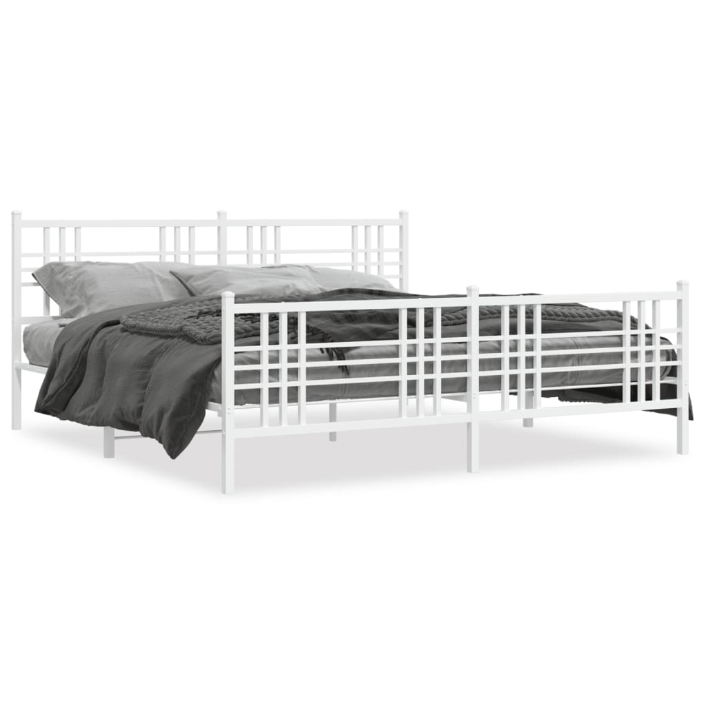 Łóżko Metalowe Białe Rama Łóżko Ze Stelażem Do Sypialni Pokoju 183x213