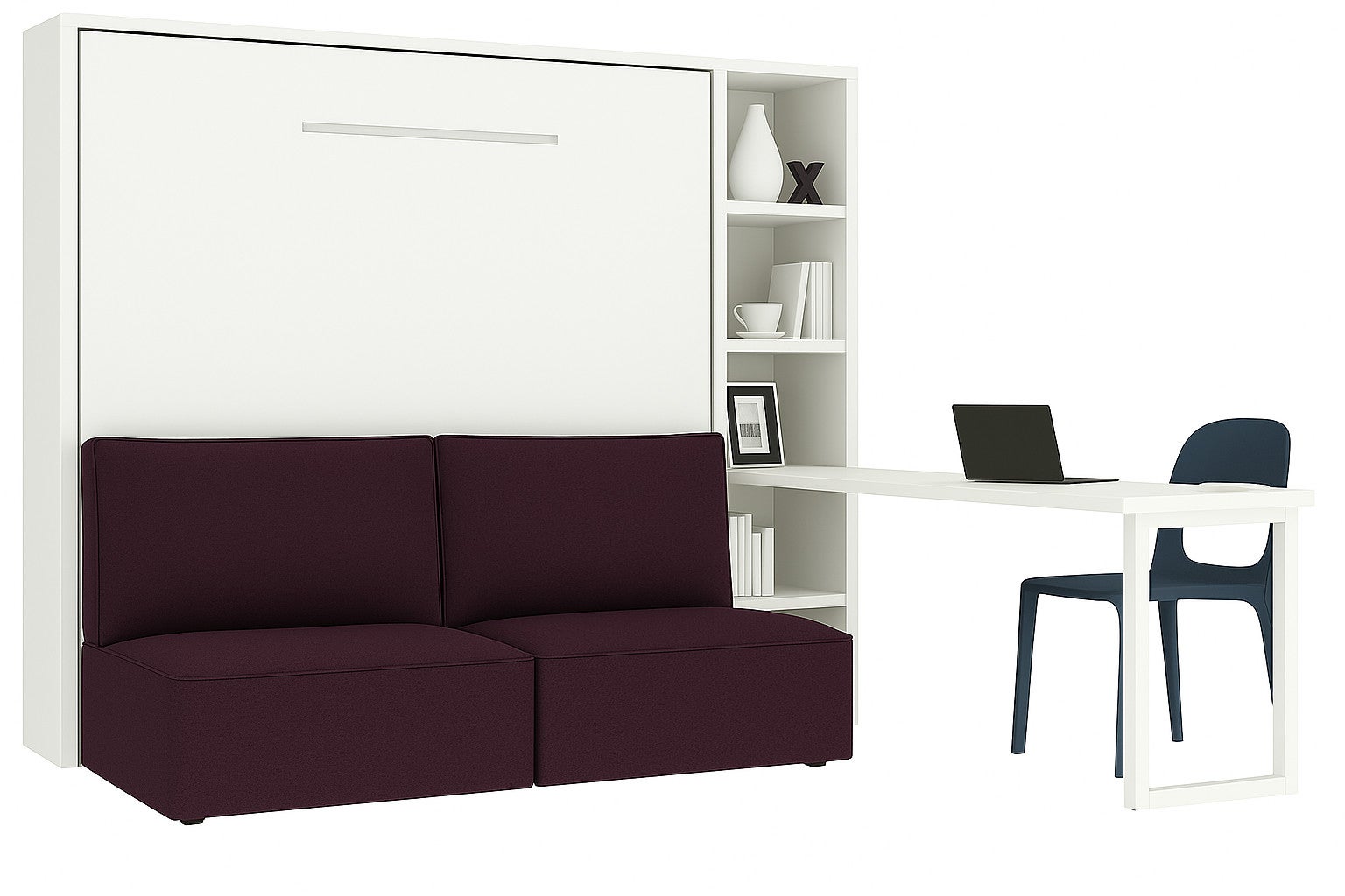 Lit escamotable horizontal LOGIA-120x200-Canapé Violet-Structure ...
