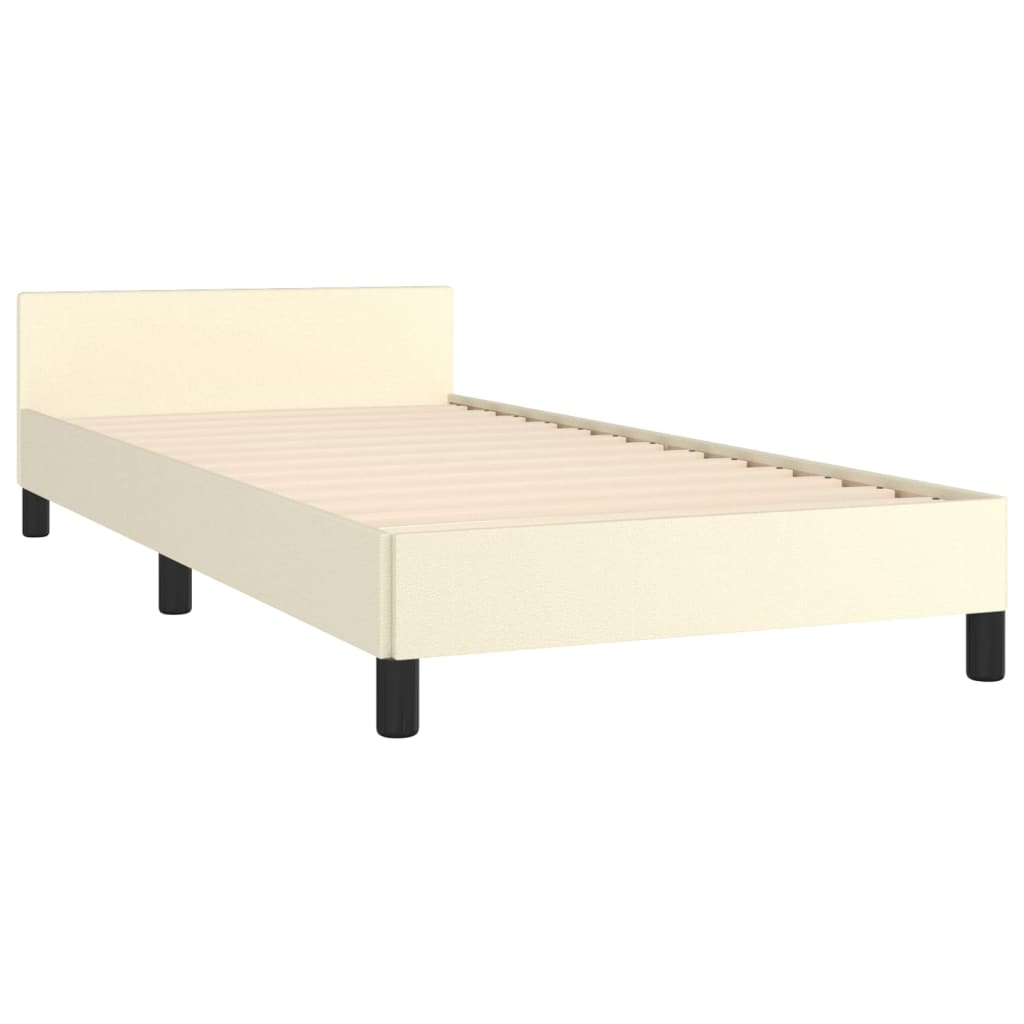 Cadre de lit sans matelas en similicuir crème, pour la chambre, 100 × 200 cm - 5