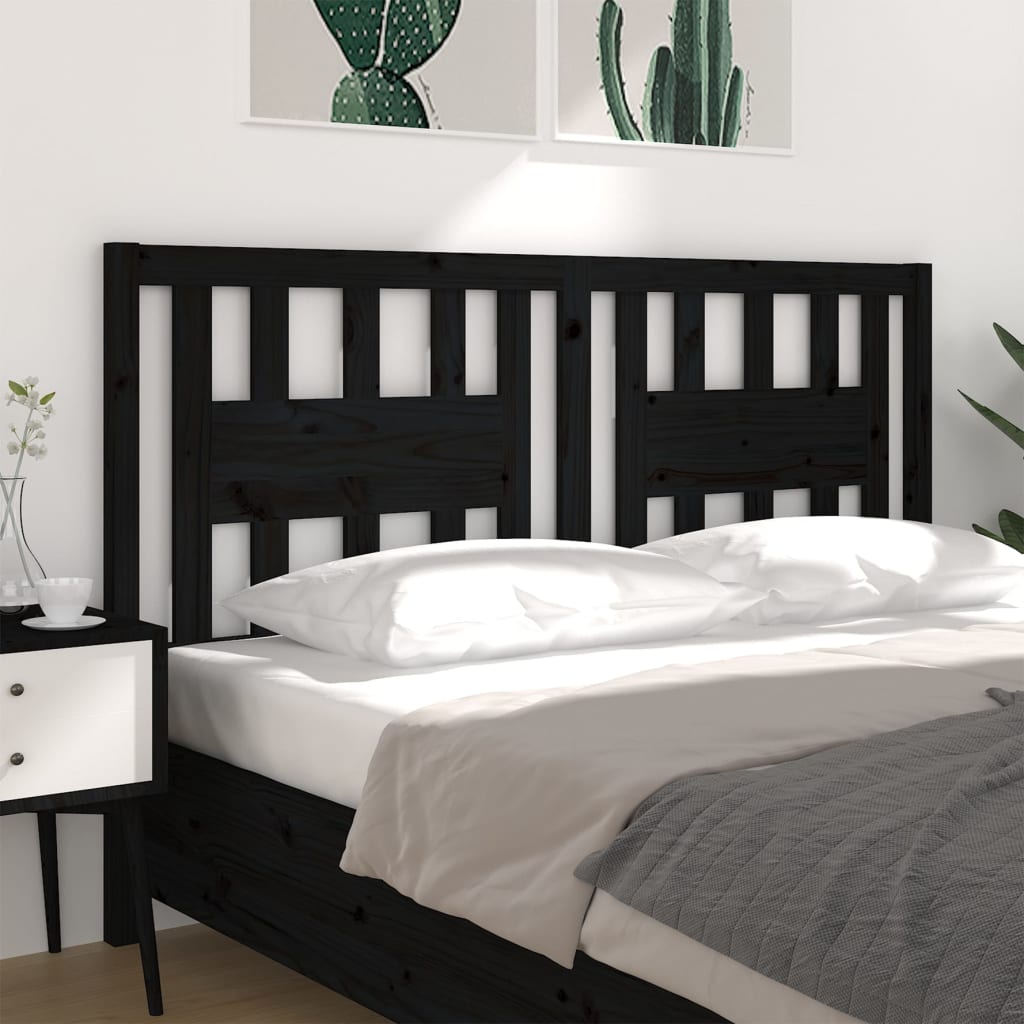 vidaXL Tête de lit Noir 126x4x100 cm Bois massif de pin - 8