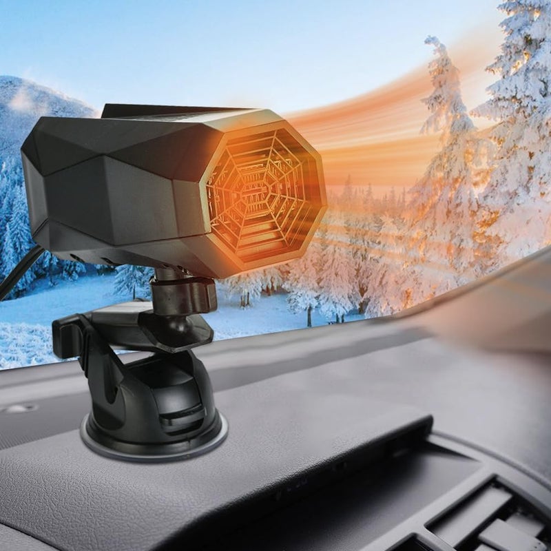 Odmrażacz do szyb samochodowych 12 V, przenośny grzejnik 2 w 1, wentylator obrotowy 360°