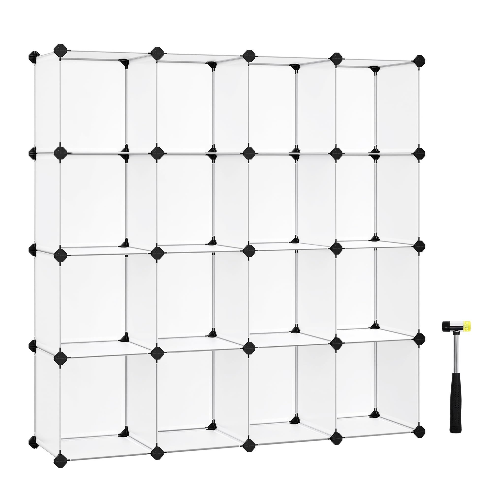 Scaffale Cubo Componibile SONGMICS - 15 Moduli, Bianco, 30x111.2x86.2 Cm - Per Scarpe, Armadio, Recinto Animali, Fai Da Te