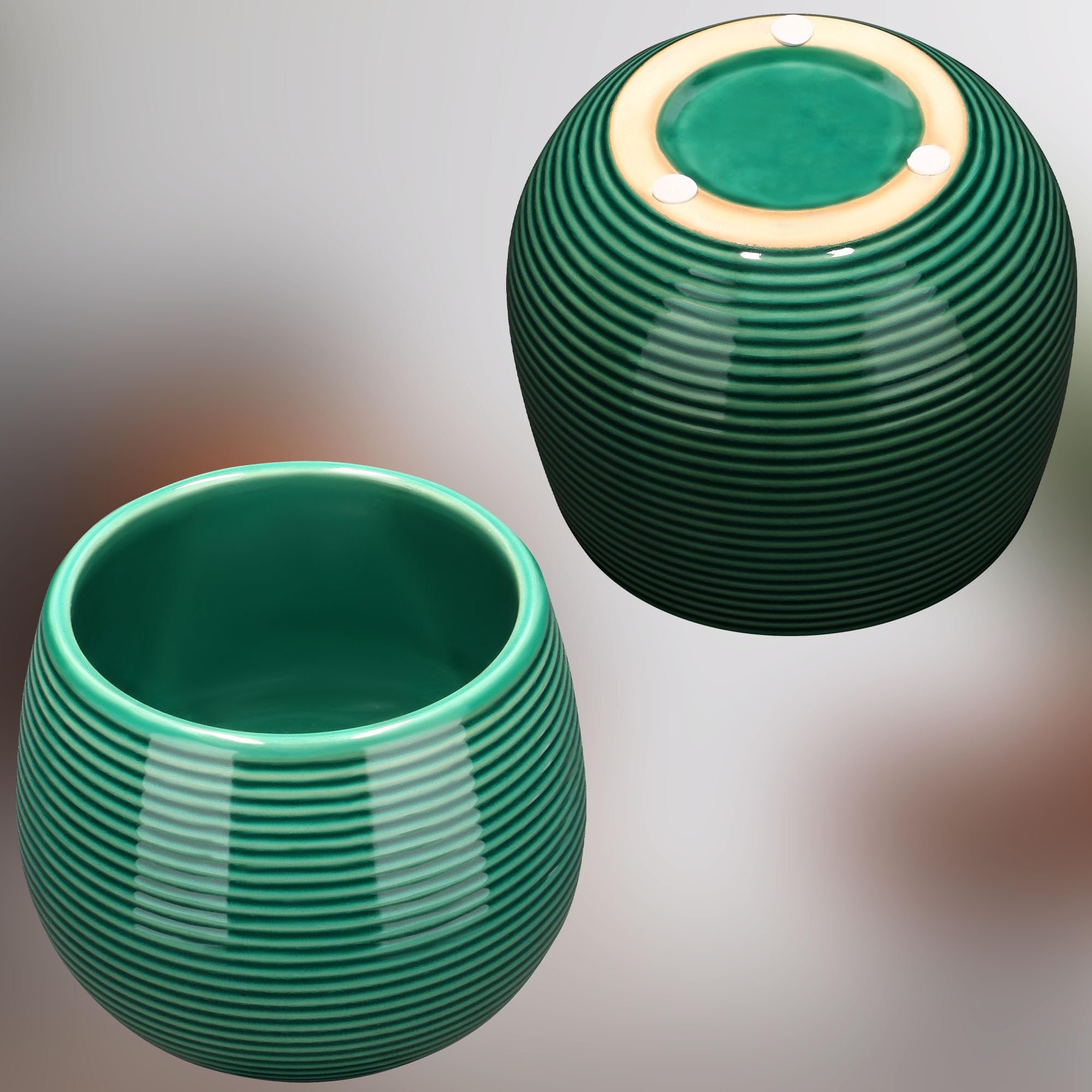 Donica osłonka doniczka okrągła ceramiczna 12cm ryflowana na kwiaty rośliny - KOTARBAU - 6