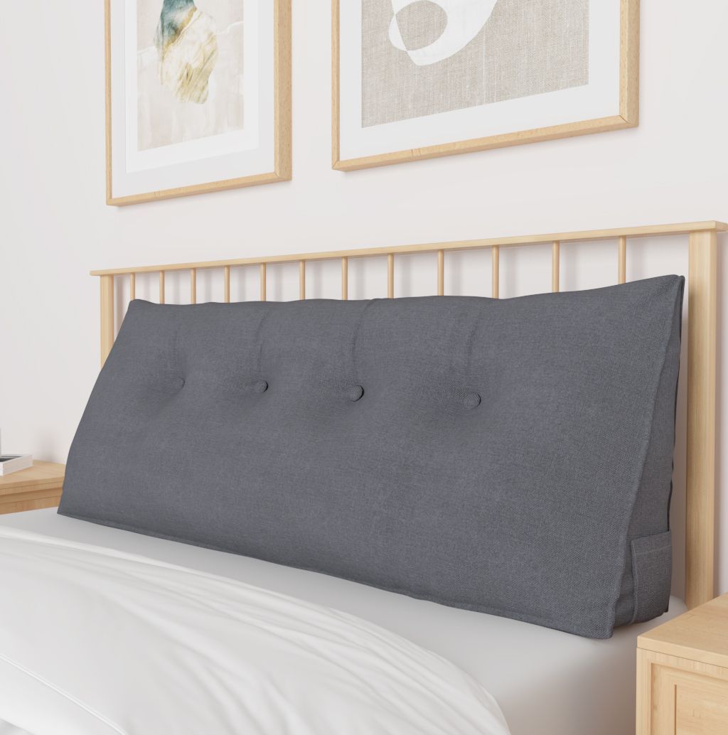 Coussin De Lecture Triangulaire XXL – Oreiller Soutien Dos & Nuque Pour Lit, Canapé, Lecture & TV – 100x50x20 Cm Avec Poches Latérales