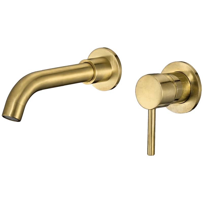 Valaz Bateria umywalkowa Round Concealed Single-Handle Brushed Gold z wylewką 15 cm - seria Guadiana