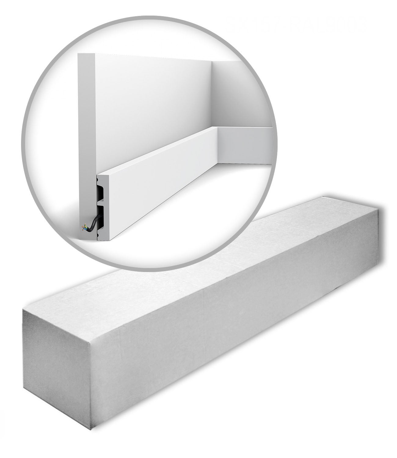 Zócalo orac decor sx157-ral9003-box axxent square 1 caja 39 piezas 78 m