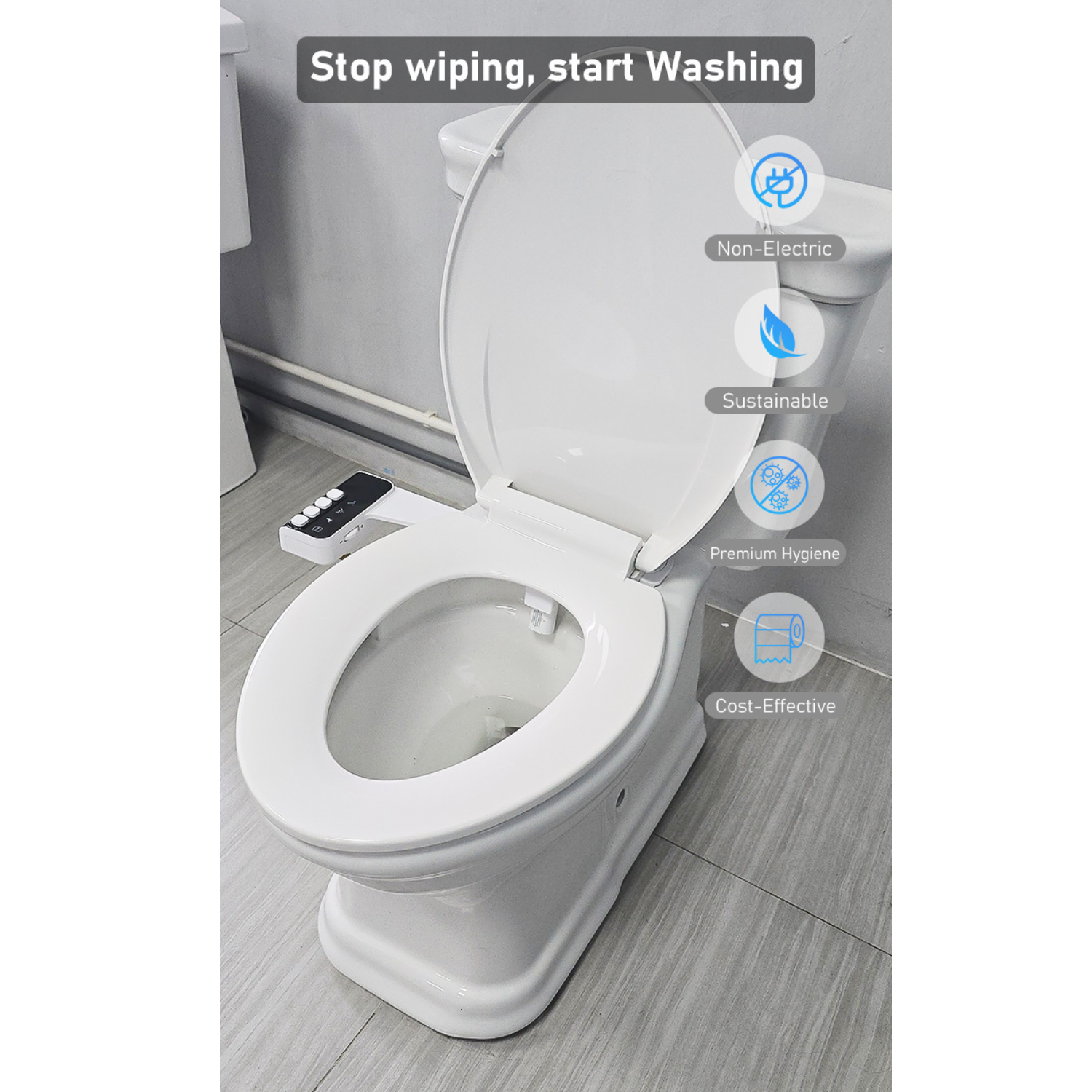 Bidet WC japonais non électrique, double buse, standard français, kit complet 3/8