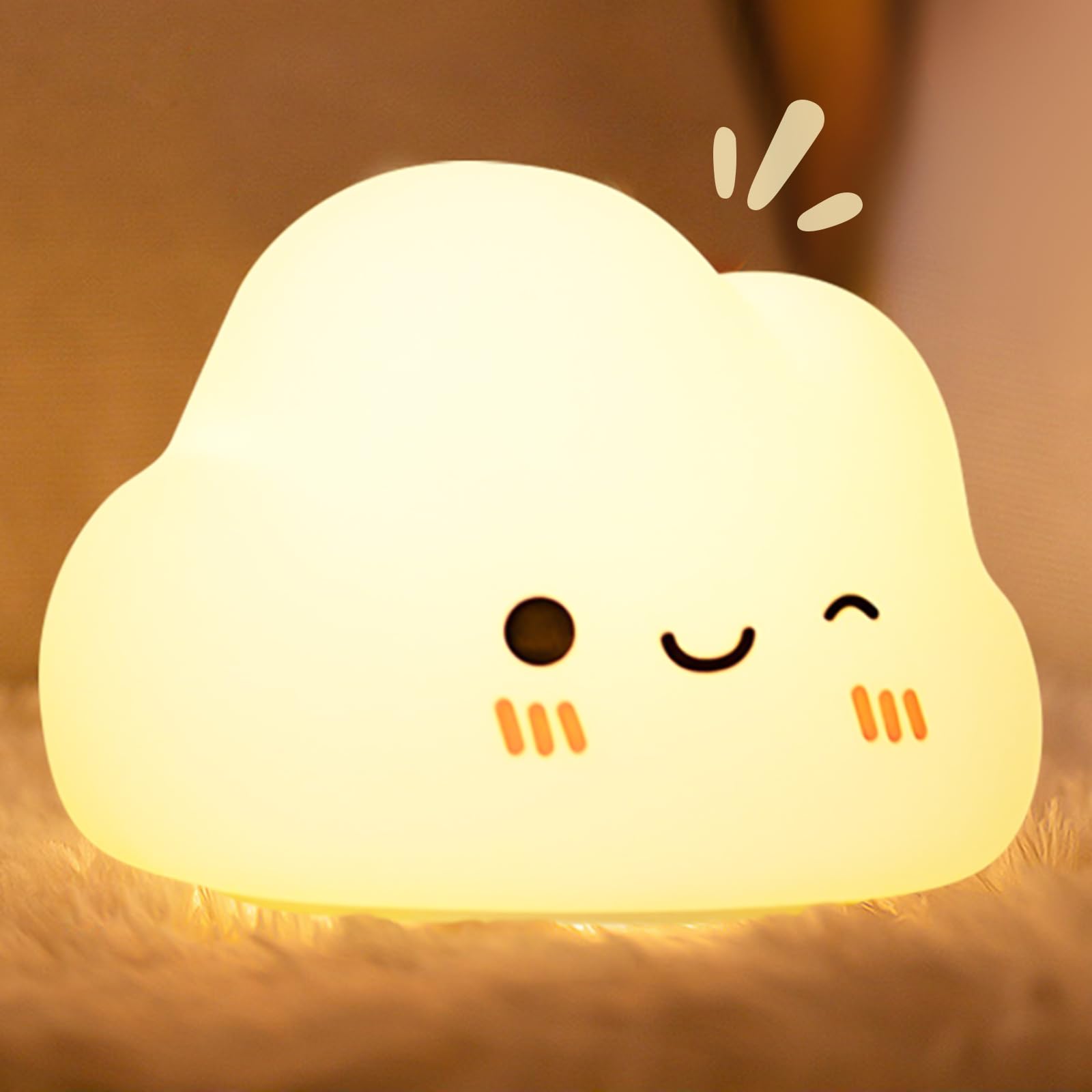 Lampka nocna dla niemowląt kształcie chmurki lampka nocna dla dzieci ładowalna kolorów poziomy jasności lampka dla niemowląt pokoju dziecięcego biała