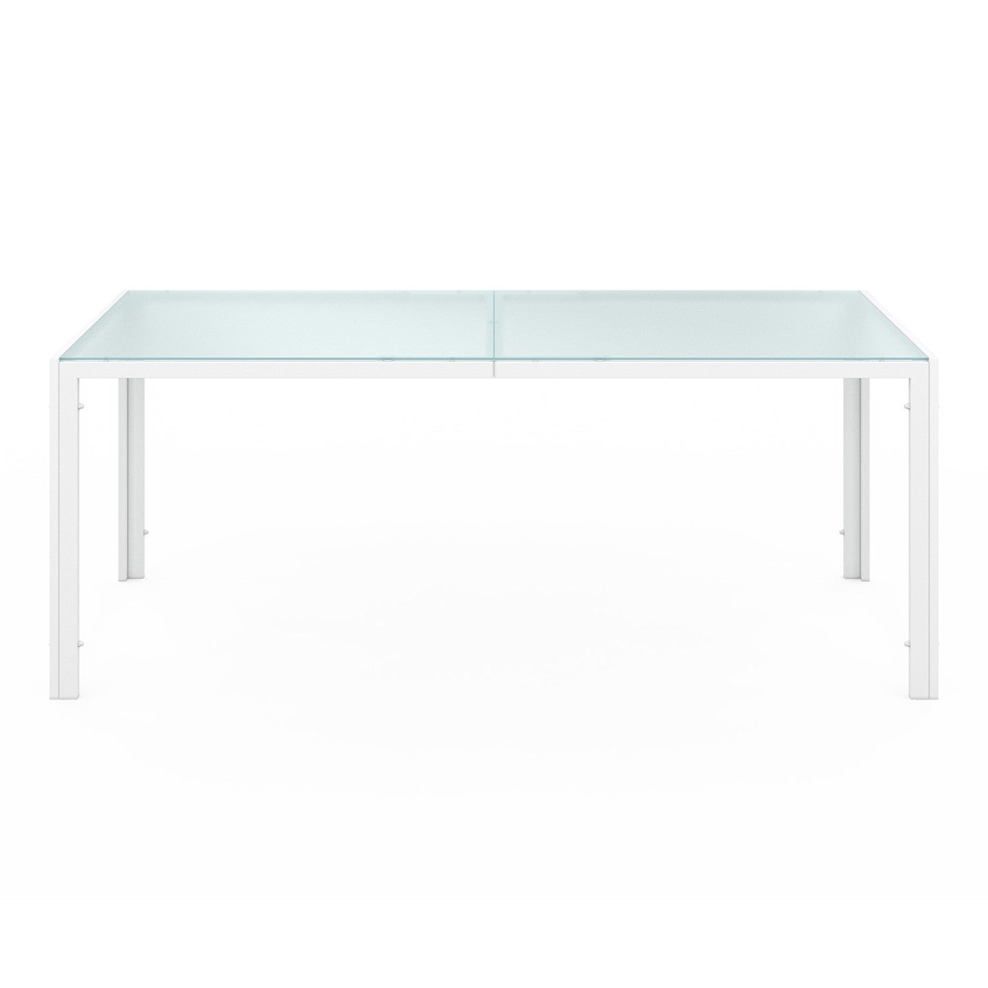 Salon de jardin MADRID table 190 cm et 8 chaises empilables blanc et beige - 3