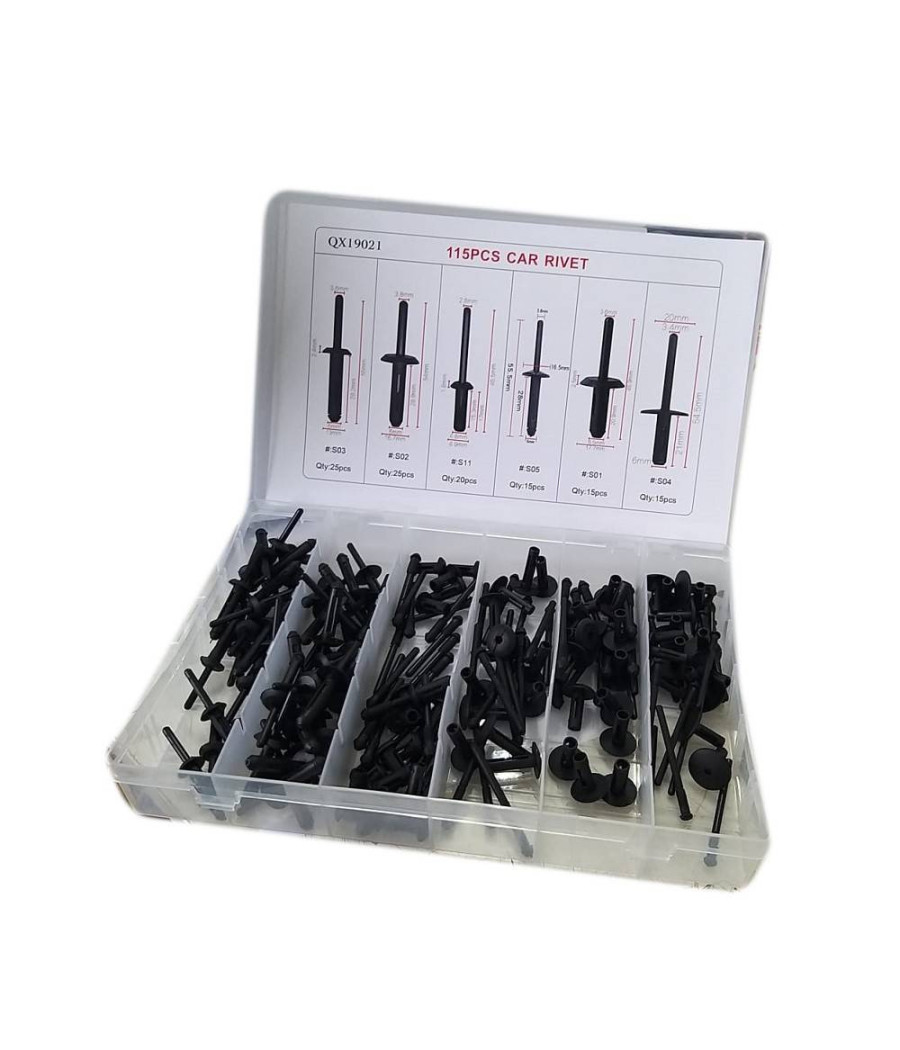Trade Shop - Kit 115 Pz Plastica Trim Clip Rivetti Clip Fermi Di Spinta Auto Paraurti Porta - - 3