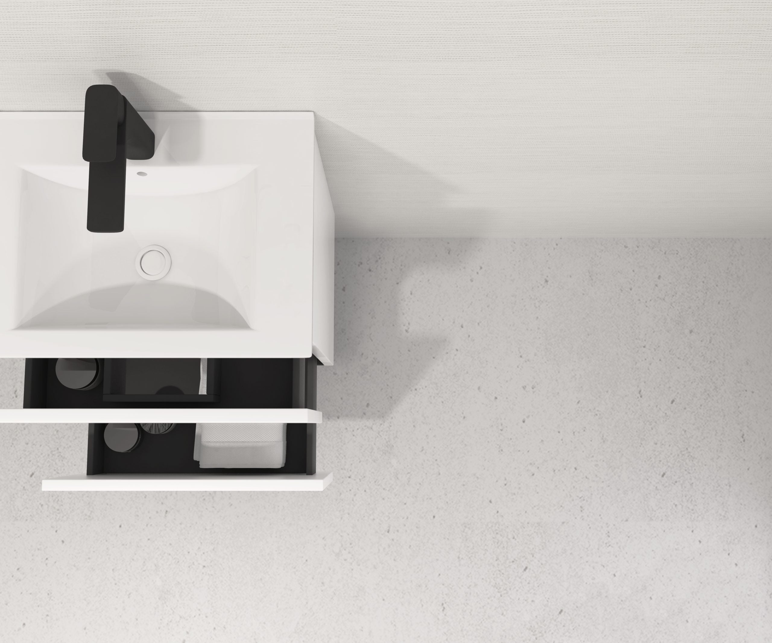 Pack Meuble de Salle de Bain Avantarea avec Vasque Simple et Miroir Uni CARCANS Blanc 50CM - 3