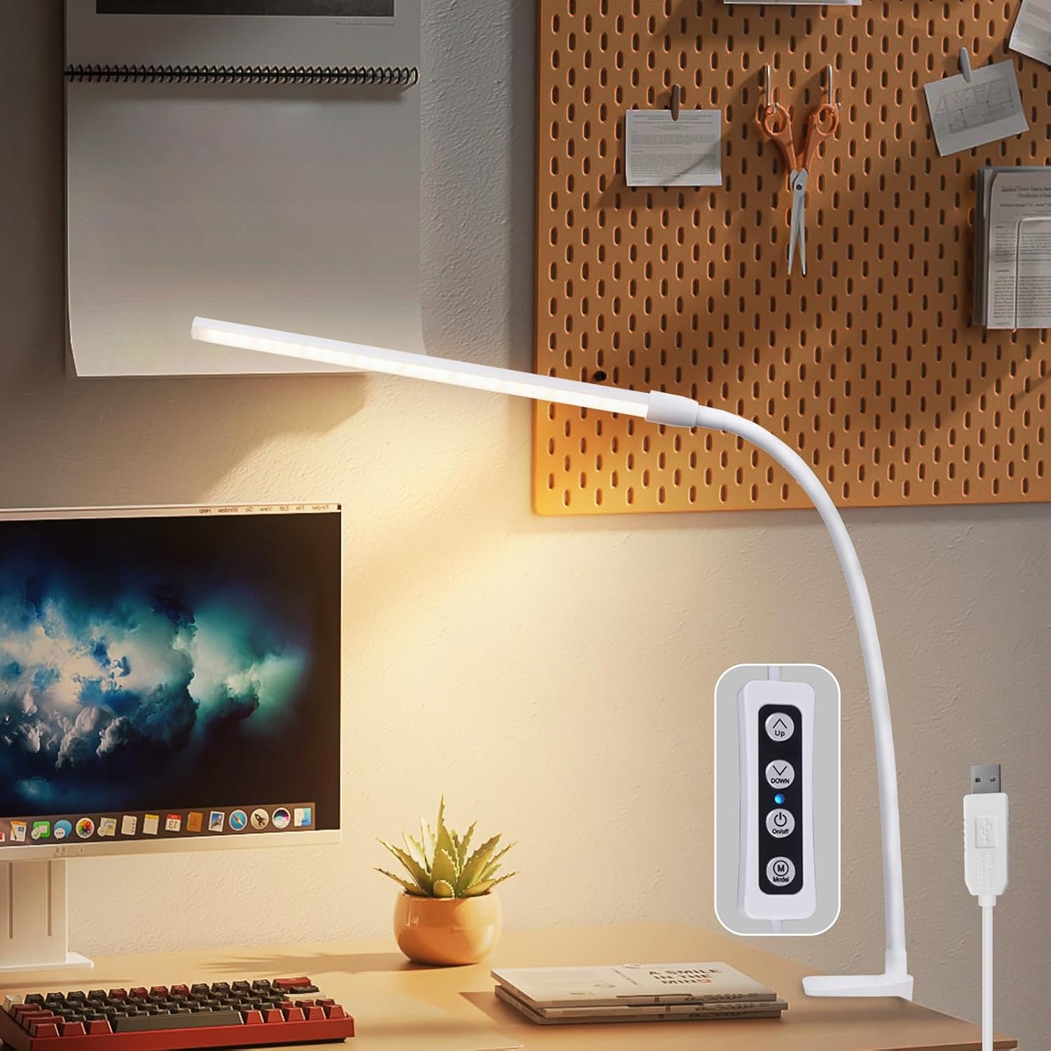 ZMH Lampa biurkowa LED Klemmbar – biała lampa dzienna USB 5W