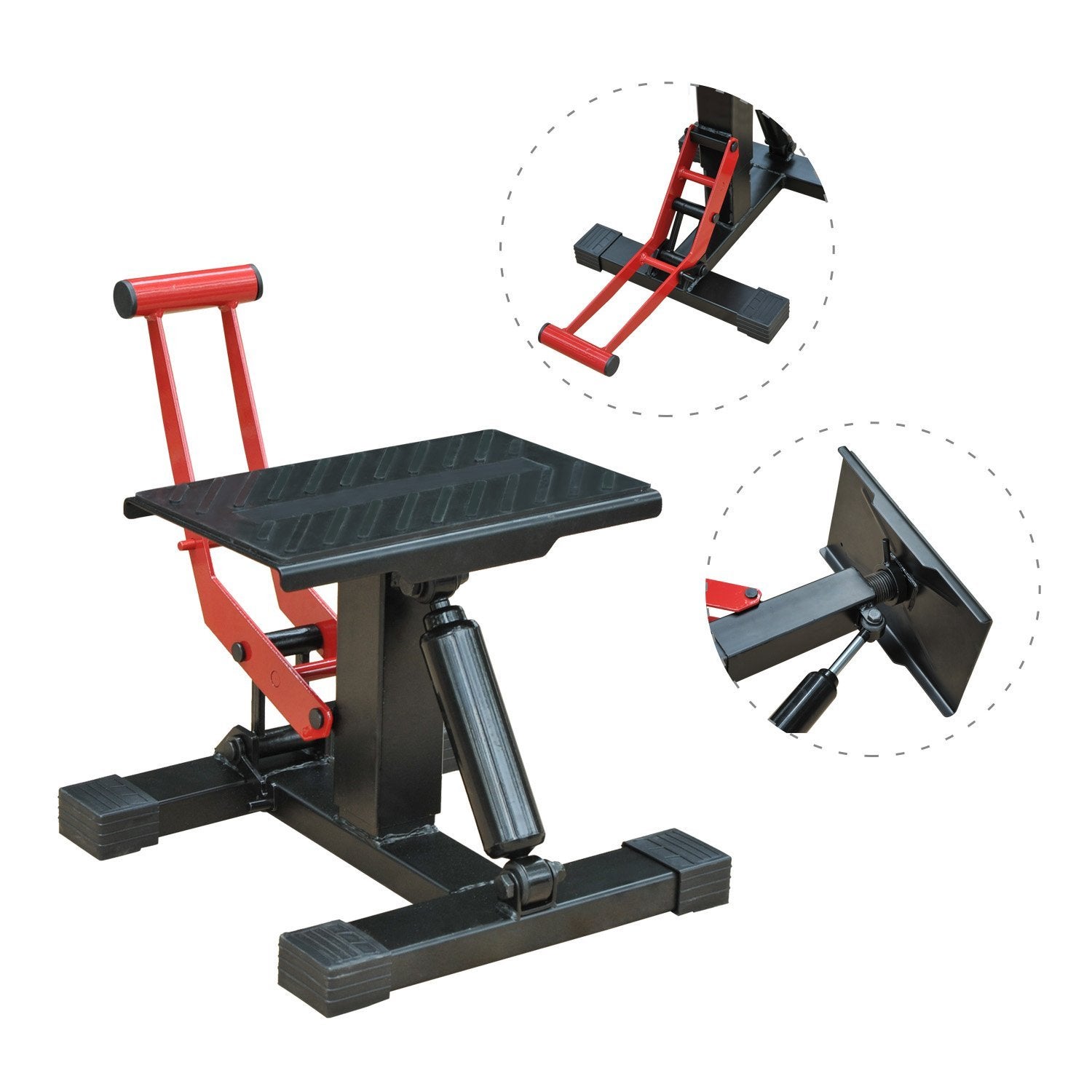 Soporte Elevador de Moto HOMCOM Acero Rojo y negro 28x17.5x35.5 cm - 4