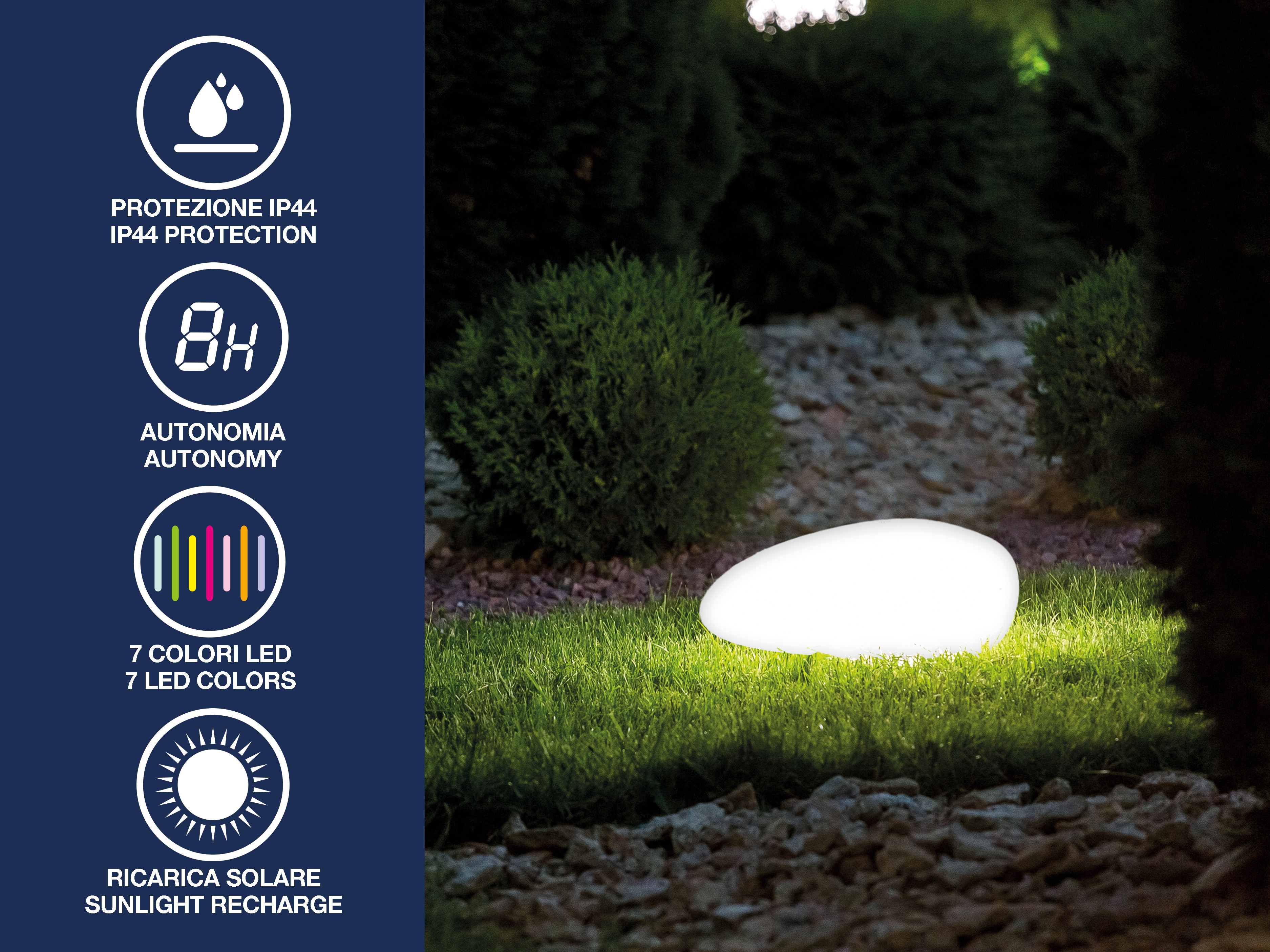 BEPER P207ILO241 Lampada solare da giardino a LED RGB – Luce esterno automatica IP44, ricarica solare, autonomia 8 ore, con picchetto per fissaggio. - 3