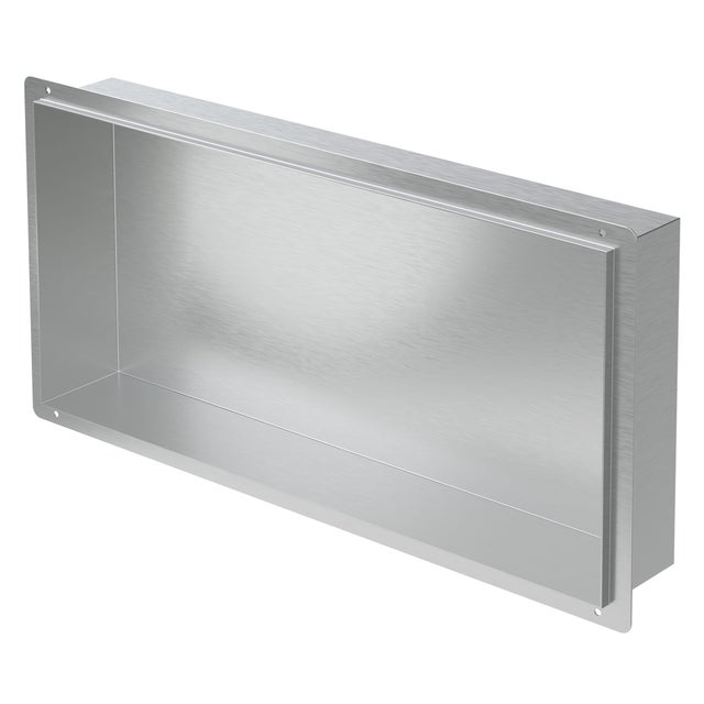 Niche de douche 60x30 cm argent en acier inoxydable cadre encastré niche murale tablette de douche LuxeBath