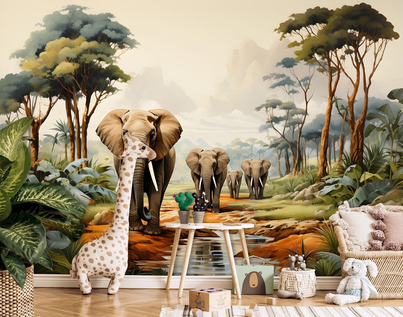 Papier Peint Intissé Panoramique Fleurs Animaux 312x219 cm - Colle Inclus - Chambre et Salon - Moderne Trompe l'oeil - 2