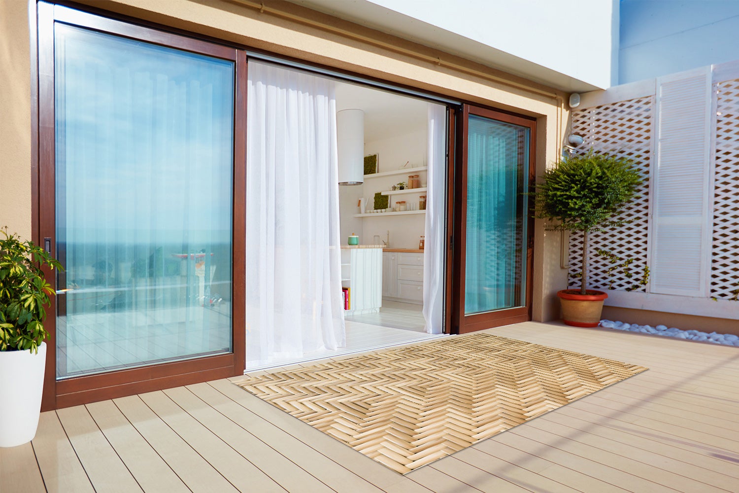 Dywan winylowy dekoracyjny wiklinowa tekstura nowoczesna mata winylowa do przedpokoju idealna na taras i balkon 100x50 cm – Tulup - 5