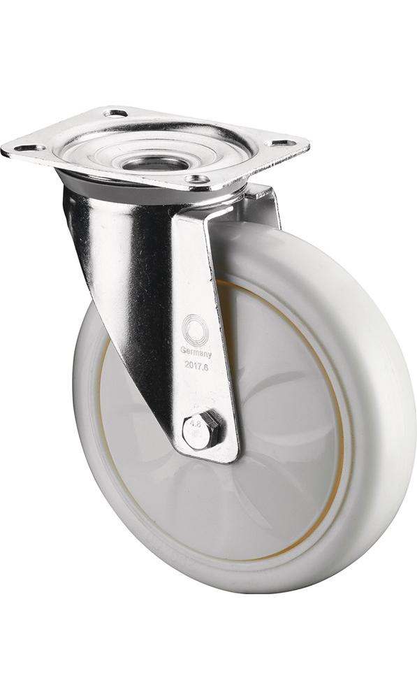 BS Rollen Kółko skrętne fi 150mm Nośność 300kg Płytka montażowa 135x110mm Kolor Ral biały - L400.B15.151