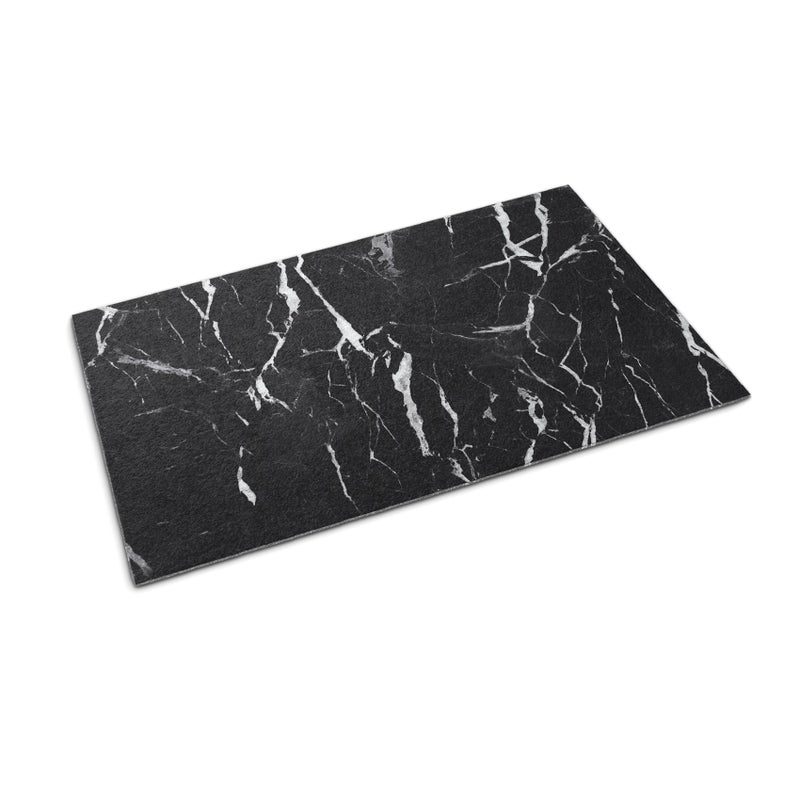 Фото - Килимок під двері TULUP Wycieraczka wejściowa pod drzwi do butów - Ozdobny wzór 90 x 60 cm Czarny marmur Luksusowy dywanik do wnętrza Tulup