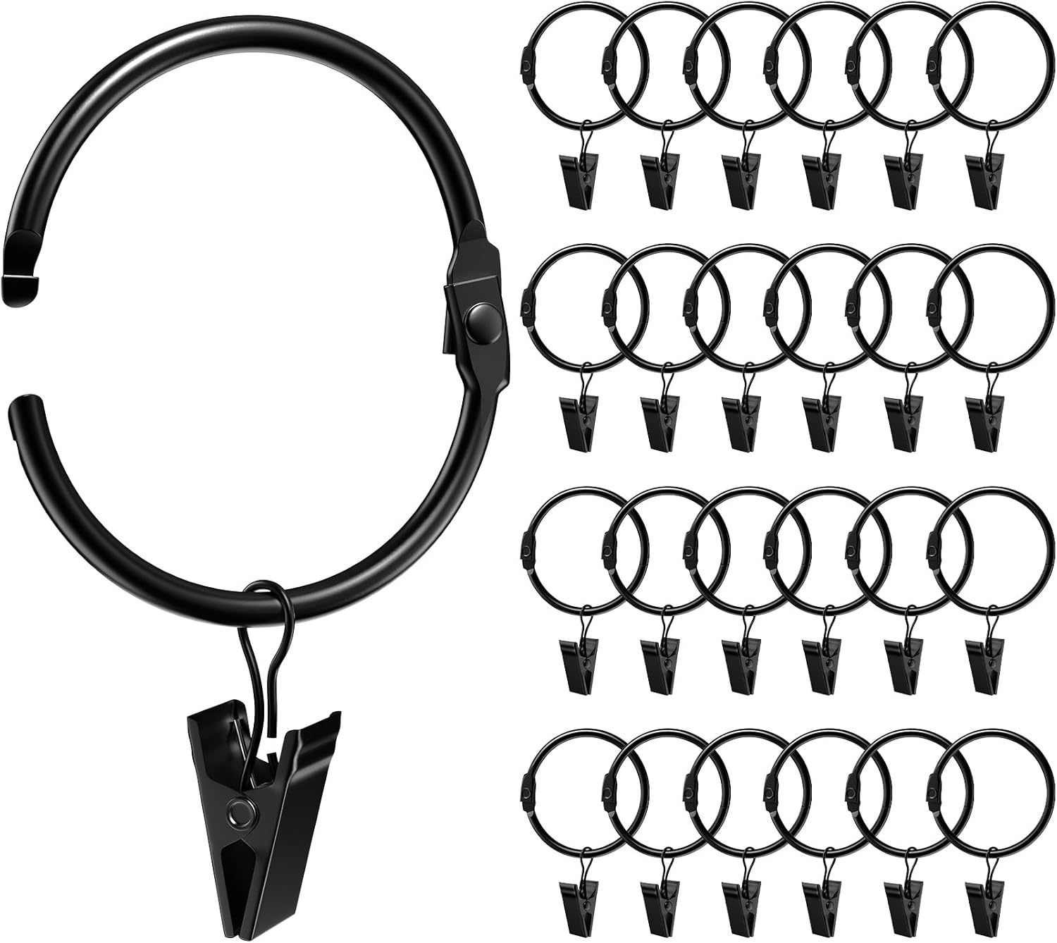 Anneaux de rideaux, 20 pièces, anneaux de rideaux avec clips, ensemble ...