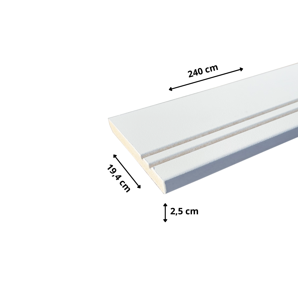 Lot de 5 Plinthes modernes Prépeint Blanc MDF, L.2,44 m x l.11,8 cm x Ep.12 mm - 4